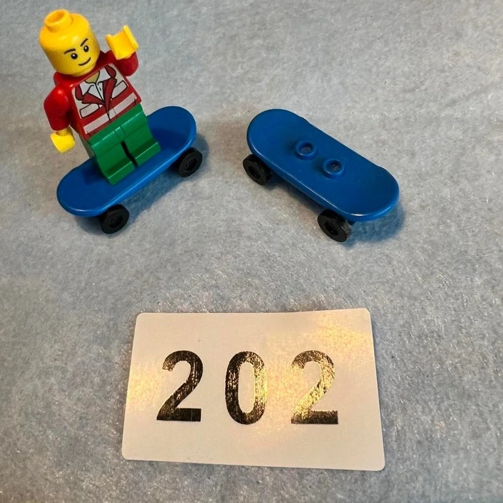 LEGO Skateboarder Minifigure with blue skateboard